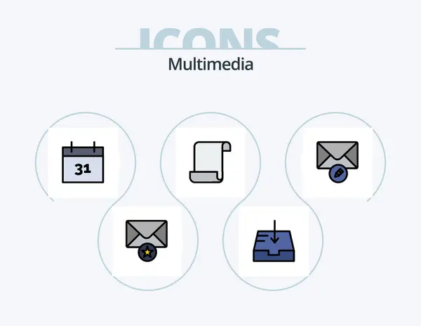 Multimedia Line Filled Icon Pack Icon Design Calendar Mail — Vettoriale Stock