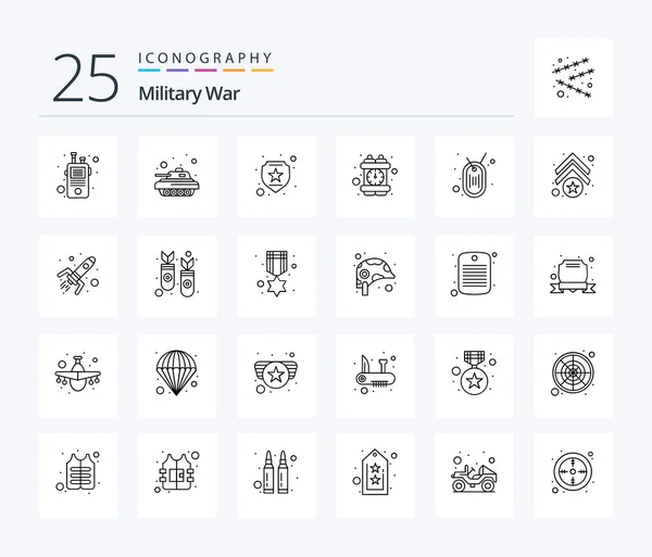 Пакет Значков Military War Line Включая Значок Военные Бомба Замедленного — стоковый вектор