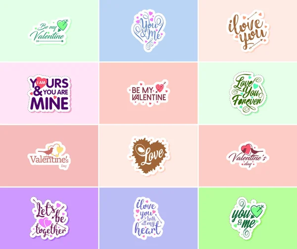 Valentine Day Time Love Flowers Graphics Stickers — 图库矢量图片