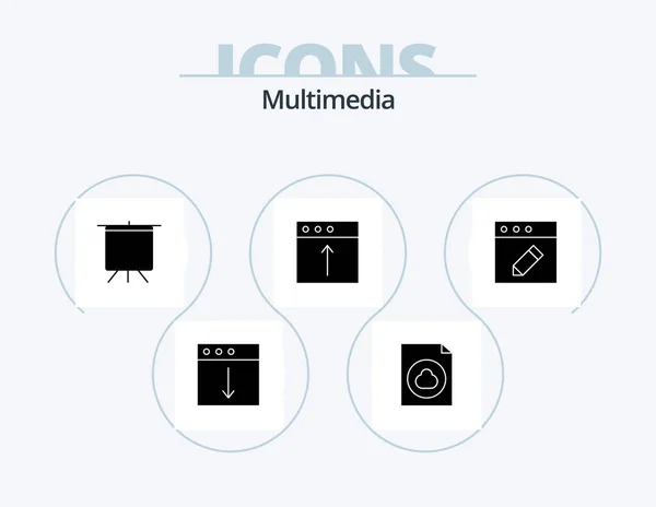 Multimedia Glyph Icon Pack Icon Design Edit Deck App Mac — Stock Vector