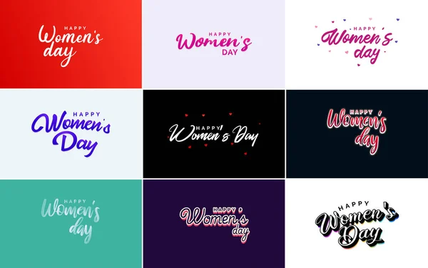 Abstract Happy Women Day Logo Women Face Love Vector Design — Vetor de Stock
