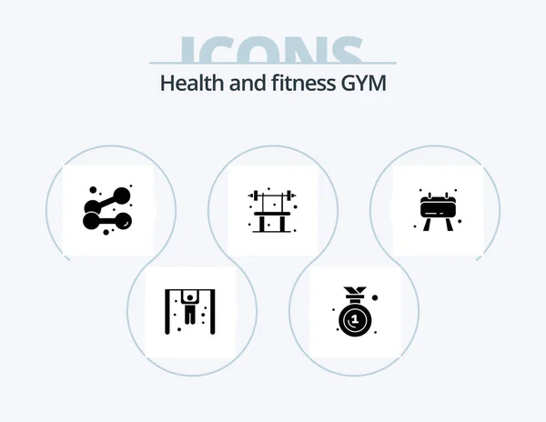 Gym Glyph Icon Pack Icon Design Note Board Exercise Gym — Stock Vector