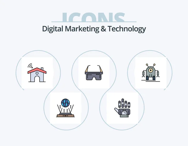 Digital Marketing Technology Line Filled Icon Pack Icon Design Учиться — стоковый вектор