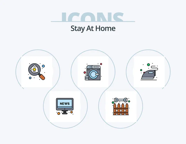 Stay Home Line Filled Icon Pack Icon Design Balloon Home — Vector de stock