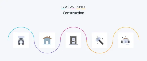 Construction Flat Icon Pack Including Patio Construction Building Tool Construction — Stockvector