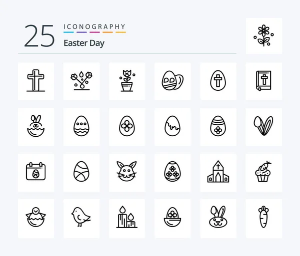 Easter Line Icon Pack Including Easter Bible Egg Sign Easter — Stock Vector