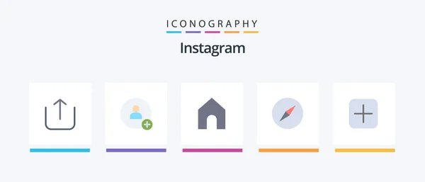 Instagram Flat Icon Pack Including Upload Interface Sets Instagram Creative — Stock Vector