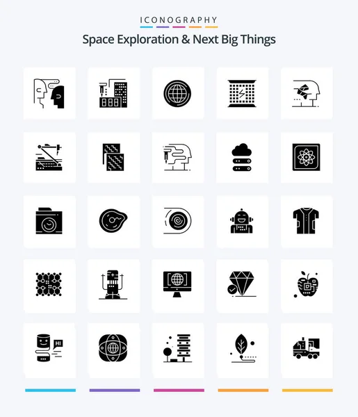 Creative Space Exploration Next Big Things Πακέτο Εικονιδίων Glyph Solid — Διανυσματικό Αρχείο
