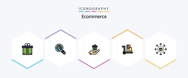 Ecommerce Filledline Icon Pack Including Shopping Present Eshop Shopping — Image vectorielle