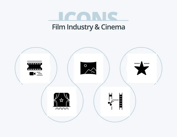 Cenima Glyph Icon Pack Icon Design Hollywood Panorama Animation Film — Vector de stock