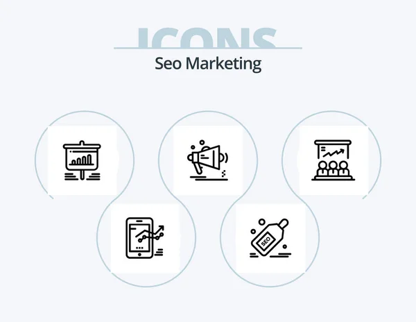 Seo Marketing Line Icon Pack Icon Design Business Idea Briefcase — Wektor stockowy