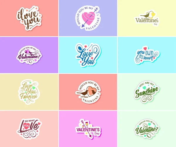 Express Your Love Valentine Day Typography Graphic Design Stickers — Stok Vektör