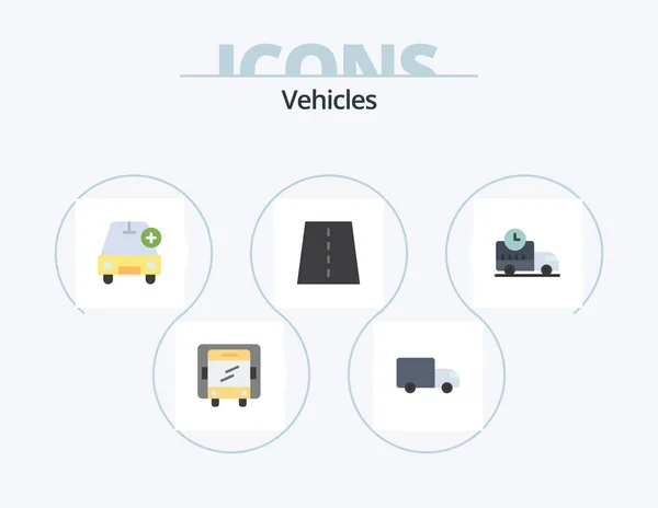 Vehicles Flat Icon Pack Icon Design Delivery Grid Car Creative — Image vectorielle