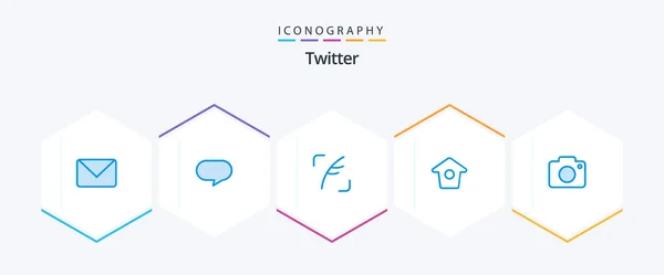 Twitter Blue Icon Pack Including Camera Image Pírko Twitter Tweet — Stockový vektor