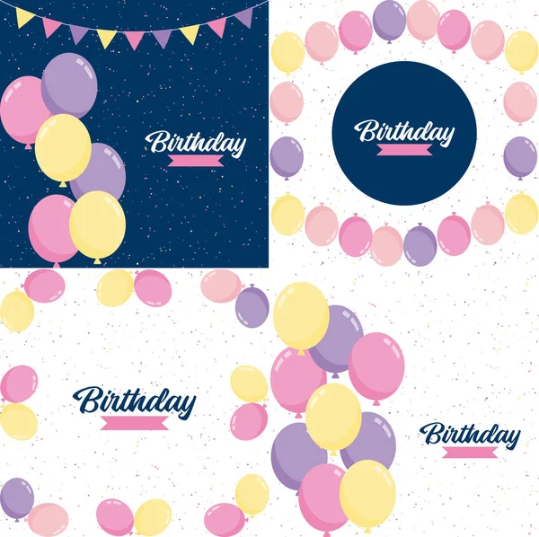 Colorful Glossyhappy Birthday Balloons Banner Background Vector Illustration Eps10 Format — Vettoriale Stock
