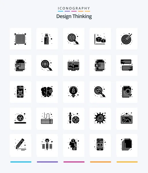 Creative Design Thinking Glyph Solid Black Icon Pack Vectors Illustration — 图库矢量图片
