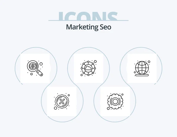 Marketing Seo Line Icon Pack Icon Design Laptop Monitor Screen — Stock Vector
