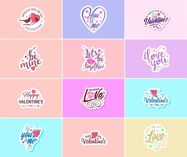 Express Your Love Valentine Day Typography Graphic Design Stickers — Archivo Imágenes Vectoriales