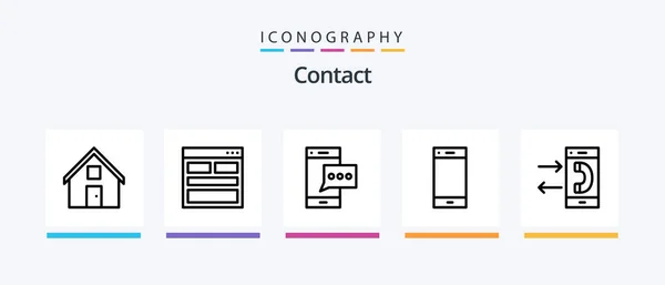 Linha Contato Icon Pack Incluindo Conversa Contacto Saída Comunicação Pino — Vetor de Stock