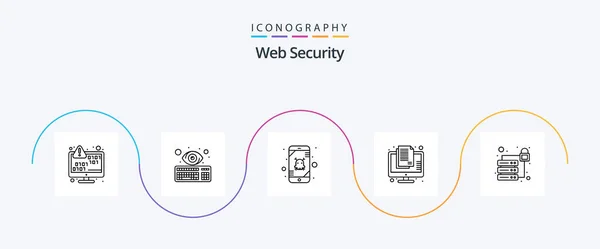 Web Security Line Icon Pack Including Information Confidential Keyboard Classified — Vettoriale Stock
