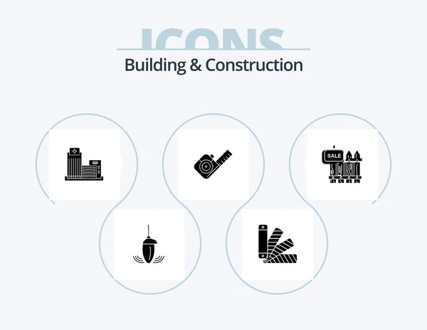 Bâtiment Construction Glyph Icône Pack Icône Design Outil Mesure Échantillon — Image vectorielle