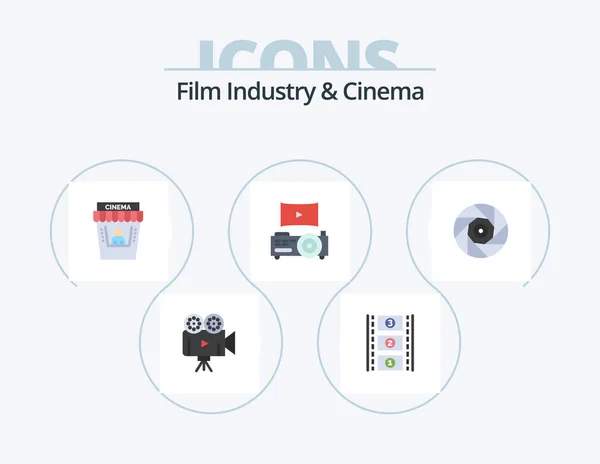 Cenima Flat Icon Pack Icon Design Shutter Entertainment Movie Cinema — ストックベクタ
