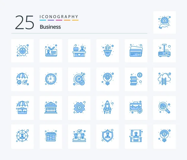 Business Blue Color Icon Pack Including Card Plant Employee Card — Archivo Imágenes Vectoriales