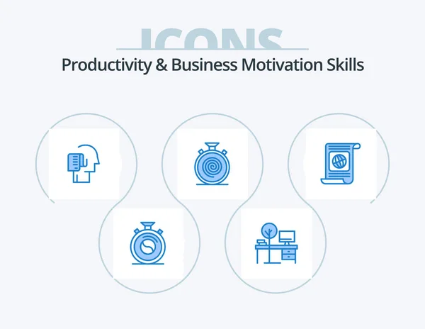 Habilidades Productividad Motivación Empresarial Blue Icon Pack Icon Design Sin — Vector de stock