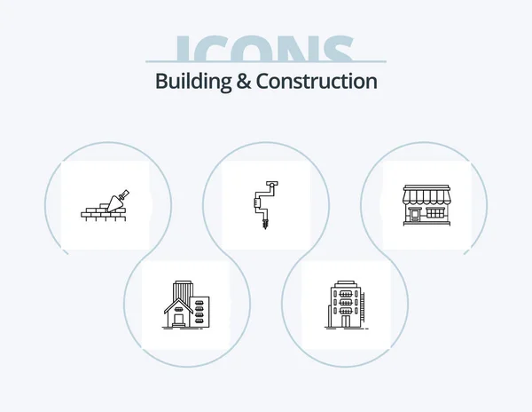 Building Construction Line Icon Pack Icon Design Real Estate House — Stock Vector
