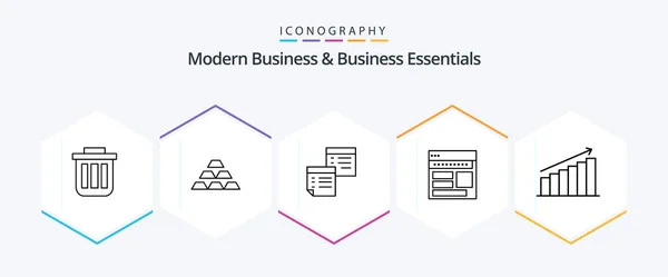 Modern Business Business Essentials Line Icon Pack Including Notes Files — Image vectorielle
