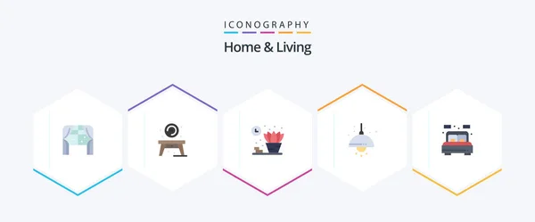 Home Living Flat Icon Pack Including Room Home Home Light — Stok Vektör