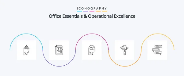 Office Essentials Operational Exellence Line Icon Pack Incluindo Zoom Vidro — Vetor de Stock