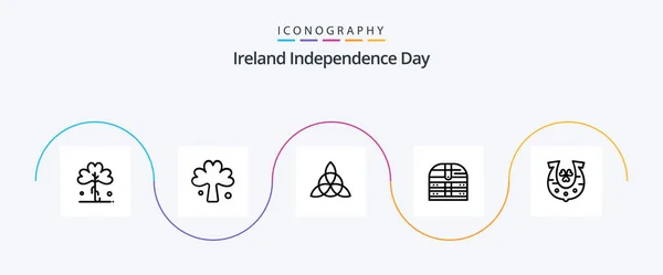 Irlanda Día Independencia Línea Icon Pack Incluyendo Suerte Caja Herradura — Archivo Imágenes Vectoriales