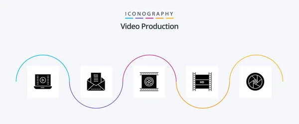 Video Production Glyph Icon Pack Including Filmmaking Digital Video Broadcasting — Stock Vector