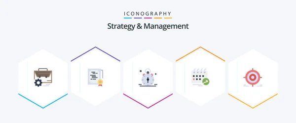 Strategy Management Flat Icon Pack Including Date Appointment Stamp Alert — Stock vektor