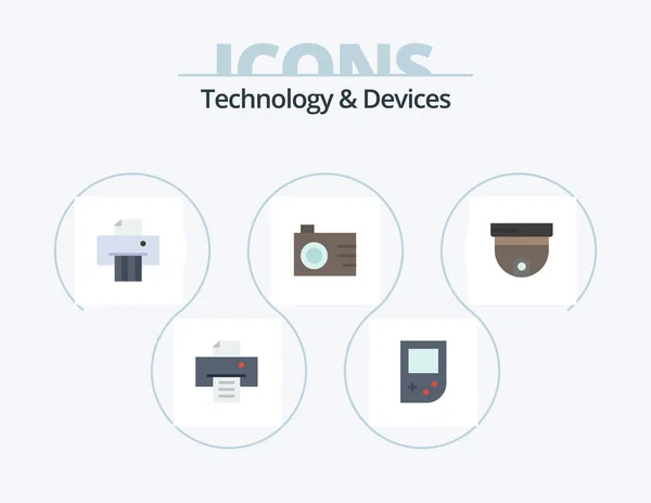 Devices Flat Icon Pack Icon Design Surveillance Shredder Security Cam — 图库矢量图片