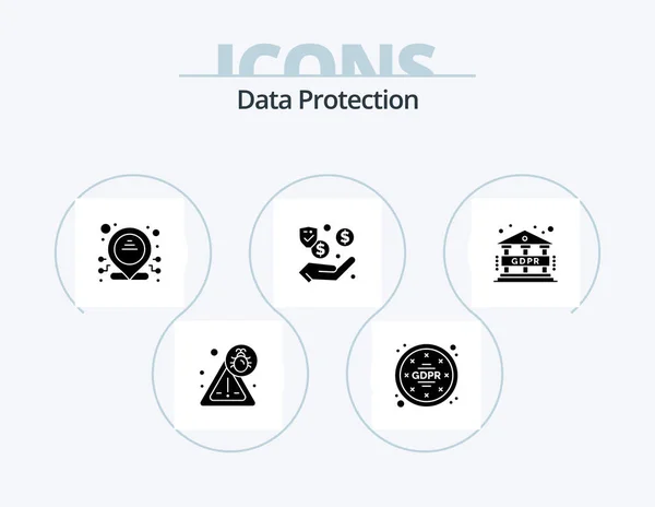 Datenschutz Glyph Icon Pack Icon Design Gdpr Gewidmet Daten Sicherheit — Stockvektor