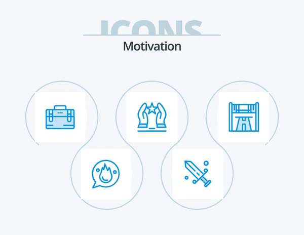 Motivation Blue Icon Pack Icon Design Star Motivate Olympic Care — Vetor de Stock