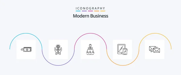 Modern Business Line Icon Pack Including Business Management Hand Leadership — 图库矢量图片