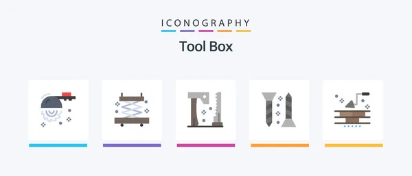 Tools Flat Icon Pack Including Trowel Brick Construction Self Tapping — Stock vektor