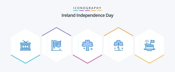 Dia Independência Irlanda Pacote Ícones Azul Incluindo Festival Verde Dia — Vetor de Stock