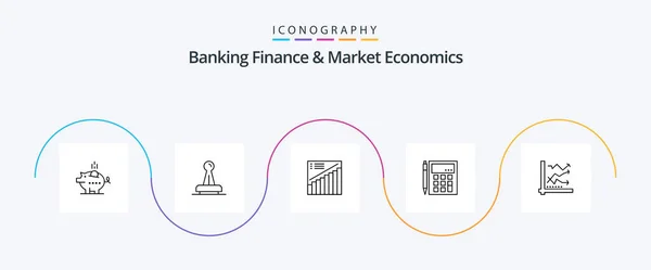 Bank Finance Och Marknadsekonomi Linje Icon Pack Inklusive Redovisning Presentation — Stock vektor