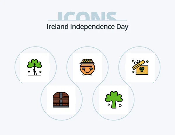 Ierland Independence Day Line Gevuld Pictogram Pack Pictogram Ontwerp Vier — Stockvector