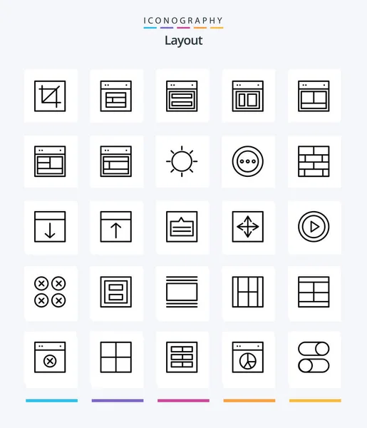 Creative Layout Outline Icon Pack Loading Ellipsis Web Tool Layout — Stock Vector