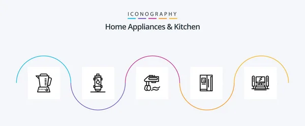 Home Appliances Kitchen Line Icon Pack Including Blender Kitchen Heat — Wektor stockowy