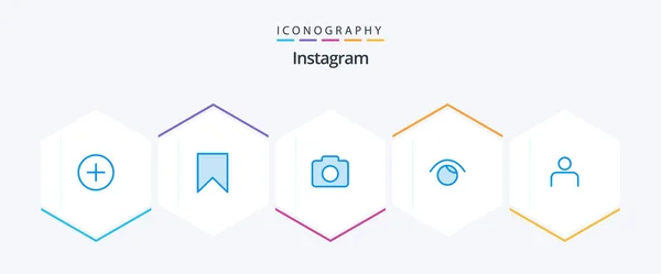 Instagram Blue Icon Pack Including Profile Instagram Instagram Twitter View — Vettoriale Stock
