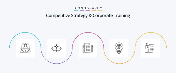 Estratégia Competitiva Linha Treinamento Corporativo Icon Pack Incluindo Luz Ideia — Vetor de Stock