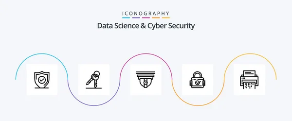 Data Science Cyber Security Line Icon Pack Including Data Secure — Stock Vector