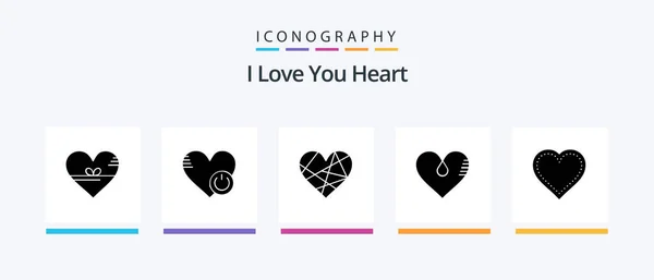 Pack Icônes Heart Glyph Compris Comme Coeur Coeur Cadeau Genre — Image vectorielle