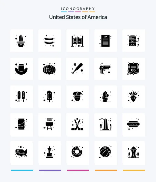 Creative Usa Glyph Solid Black Icon Pack Game Machine Household — ストックベクタ